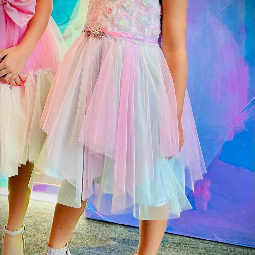 Rare Editions Pink and Blue Floral Dress